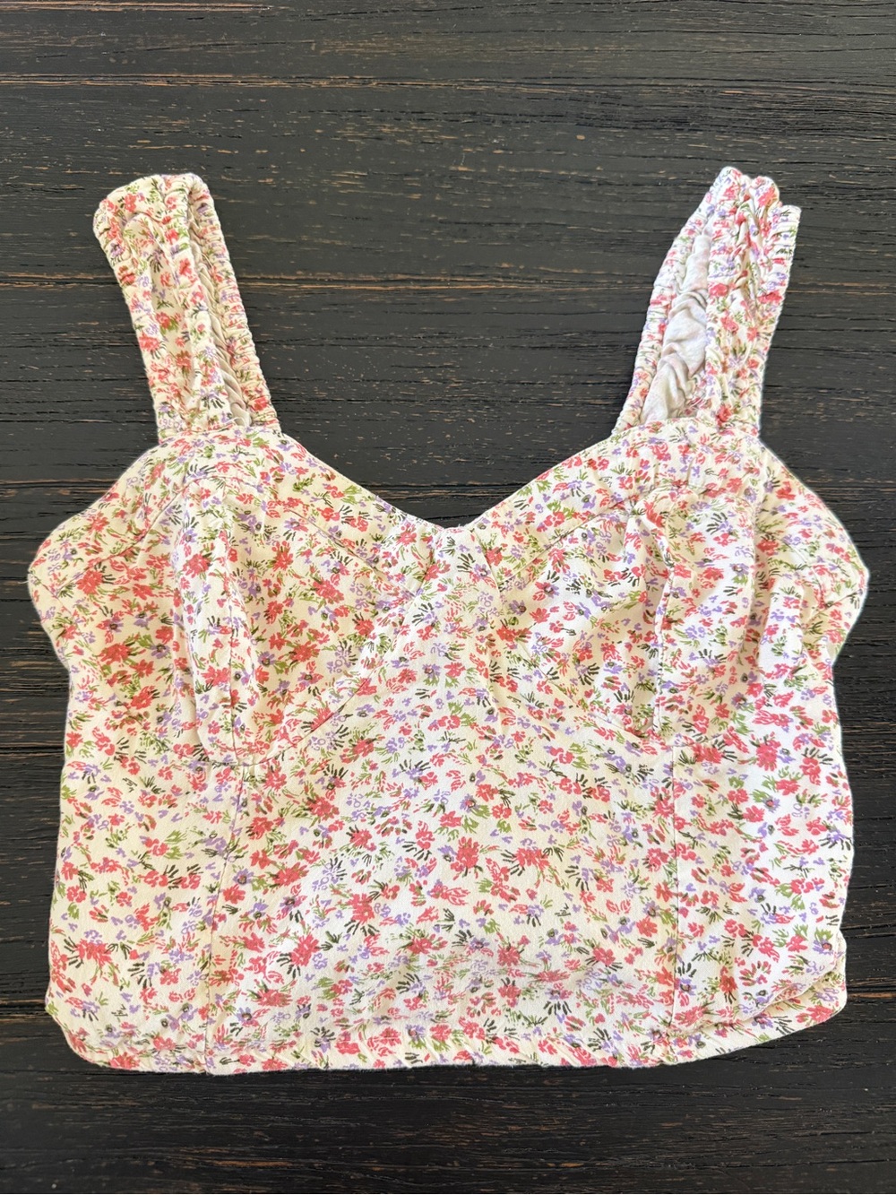 Floral Cropped Tank Top in Pink and Green